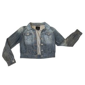 Women's Blue Cropped Denim Jacket, Iris Basic Size M